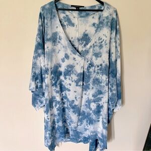 NEW Marc New York Andrew Marc Blouse Tunic Dark Chambray Tie Dye 3X